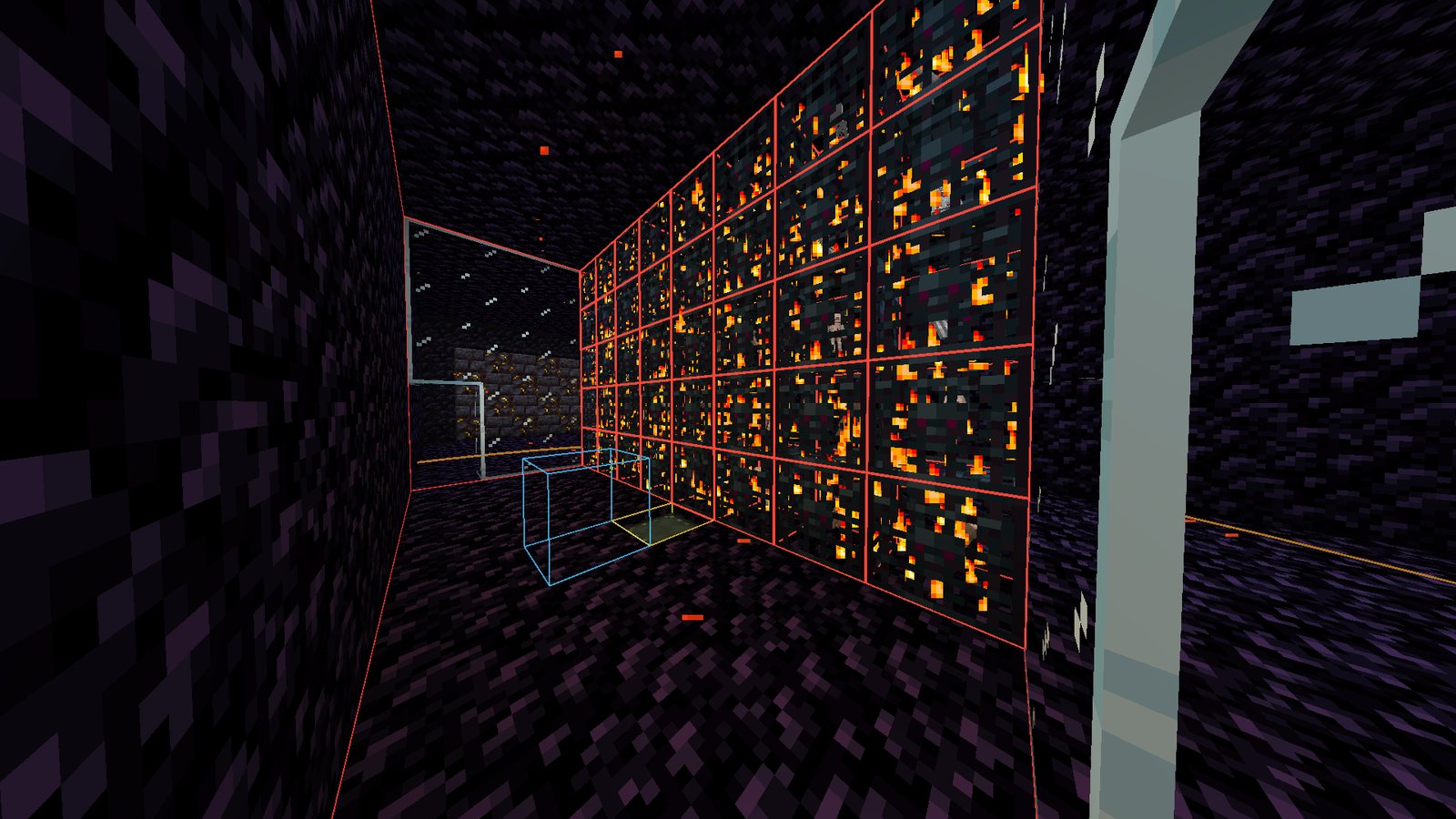 Stacked mob spawners in game, each one outlined by Skelle's targeting overlay